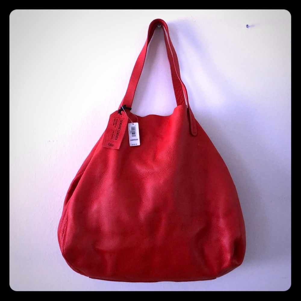 Red Leather handbag NEW with tags